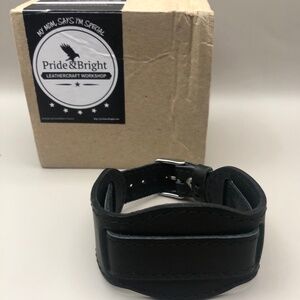 Black Leather Retro Watchband - Pride & Bright NIB